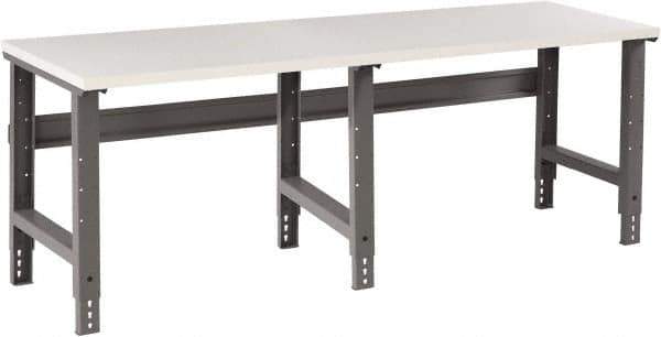 Tennsco - 96 Wide x 36" Deep x 33-3/4" High, Plastic Laminate Workbench - Adjustable Height Legs, Medium Gray - Industrial Tool & Supply