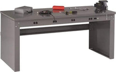 Tennsco - 72 Wide x 30" Deep x 33-1/2" High, 12 Gauge Steel Workbench - Fixed Legs, Medium Gray - Industrial Tool & Supply