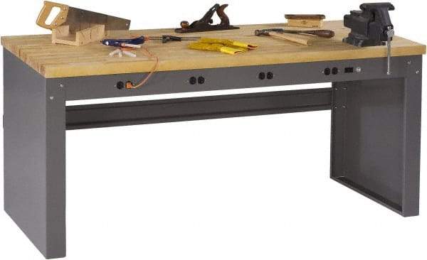 Tennsco - 72 Wide x 36" Deep x 33-1/2" High, Butcher Block Workbench - Fixed Legs, Medium Gray - Industrial Tool & Supply