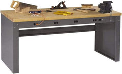 Tennsco - 72 Wide x 36" Deep x 33-1/2" High, Butcher Block Workbench - Fixed Legs, Medium Gray - Industrial Tool & Supply