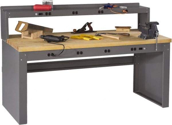 Tennsco - 72 Wide x 36" Deep x 33-1/2" High, Butcher Block Workbench - Fixed Legs, Medium Gray - Industrial Tool & Supply