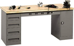 Tennsco - 72 Wide x 30" Deep x 33-1/2" High, Wood Workbench - Fixed Legs, Medium Gray - Industrial Tool & Supply