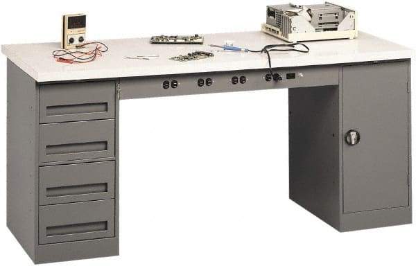 Tennsco - 72 Wide x 30" Deep x 33-1/2" High, Plastic Laminate Workbench - Fixed Legs, Medium Gray - Industrial Tool & Supply