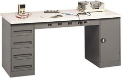 Tennsco - 72 Wide x 30" Deep x 33-1/2" High, Plastic Laminate Workbench - Fixed Legs, Medium Gray - Industrial Tool & Supply