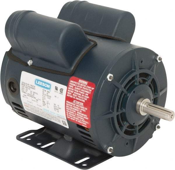 Leeson - 1/2 Max hp, 3,600 Max RPM, Electric AC DC Motor - 230 V Input, Single Phase, 56 Frame, 5/8" Shaft Diam, Rigid Base Mount, ODP Enclosure - Industrial Tool & Supply