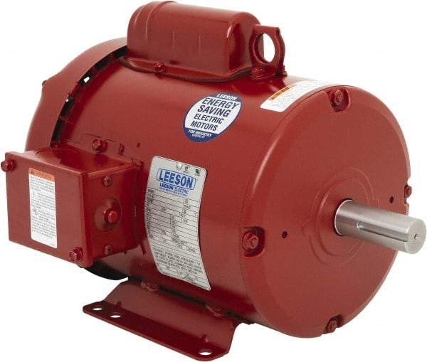 Leeson - 2 Max hp, 1,800 Max RPM, Electric AC DC Motor - 115/208-230 V Input, Single Phase, 182T Frame, 1-1/8" Shaft Diam, Rigid Base Mount, TEFC Enclosure - Industrial Tool & Supply