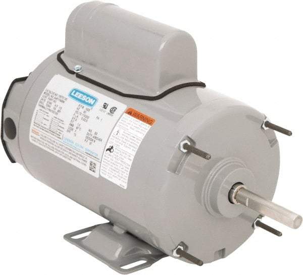 Leeson - 1/3 Max hp, 1,625 Max RPM, Electric AC DC Motor - 115/230 V Input, Single Phase, 48Y Frame, 1/2" Shaft Diam, Rigid Base Mount, TEAO Enclosure - Industrial Tool & Supply