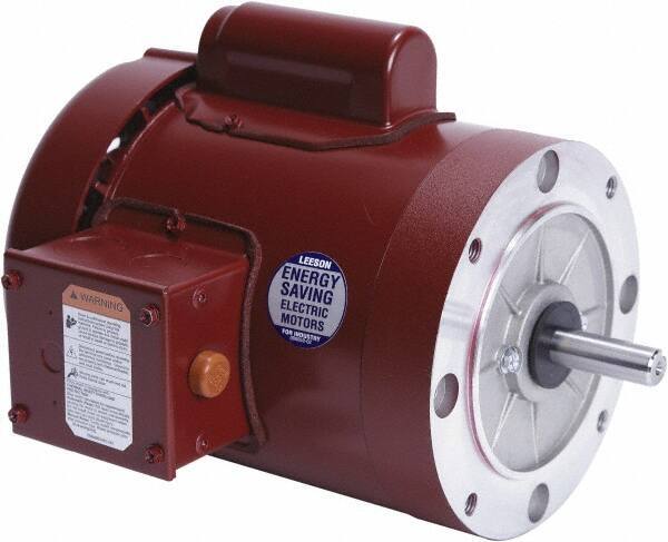 Leeson - 1 Max hp, 1,800 Max RPM, Electric AC DC Motor - 115/208-230 V Input, Single Phase, 56C Frame, 5/8" Shaft Diam, C-Face Mount, TEFC Enclosure - Industrial Tool & Supply