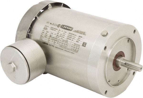 Leeson - 1 Max hp, 1,800 Max RPM, Premium Efficient Electric AC DC Motor - 230/460 V Input, Three Phase, 56C Frame, 5/8" Shaft Diam, C-Face Mount, TEFC Enclosure - Industrial Tool & Supply