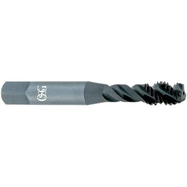 OSG - 5/16-18 UNC, 3 Flute, 15° Helix, Semi-Bottoming Chamfer, Oxide Finish, Powdered Metal Spiral Flute STI Tap - Right Hand Flute, 2-15/16" OAL, 0.381" Shank Diam, 1-1/4" Thread Length, Series 315 - Exact Industrial Supply