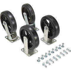 Vestil - 8" Diam x 2" Wide, Mold on Rubber (2) Rigid (2) Swivel Caster - 2,400 Lb Capacity, Top Plate Mount, 4" x 4-1/2" Plate - Industrial Tool & Supply