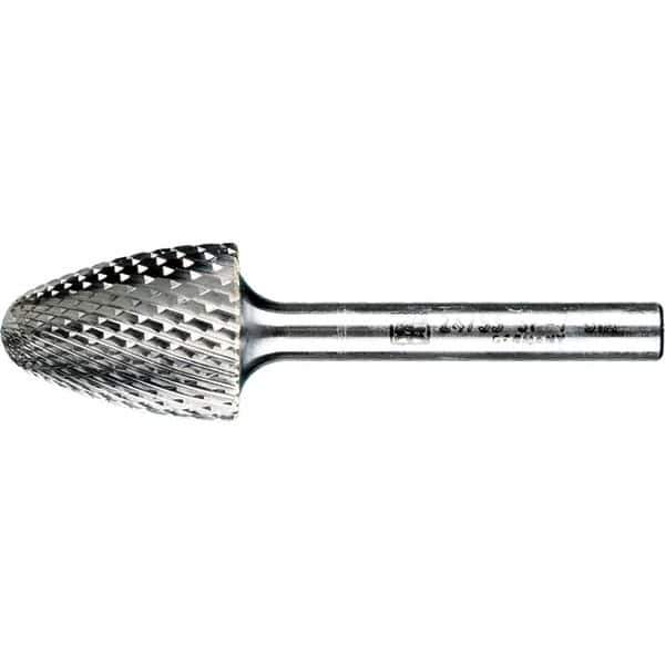 PFERD - 3/4" Cut Diam, 1/4" Shank Diam, Tree with Radius Head Diamond Cut Burr - Tungsten Carbide, 1" LOC, 2-3/4" OAL - Industrial Tool & Supply