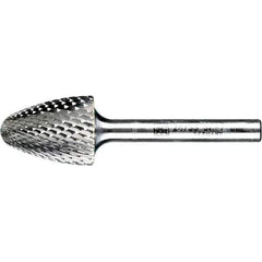 PFERD - 3/4" Cut Diam, 1/4" Shank Diam, Tree with Radius Head Diamond Cut Burr - Tungsten Carbide, 1" LOC, 2-3/4" OAL - Industrial Tool & Supply