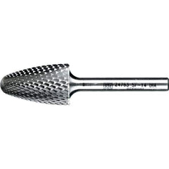PFERD - 3/4" Cut Diam, 1/4" Shank Diam, Tree with Radius Head Diamond Cut Burr - Tungsten Carbide, 1-1/4" LOC, 3" OAL - Industrial Tool & Supply