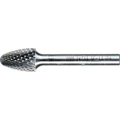 PFERD - 1/2" Cut Diam, 1/4" Shank Diam, Tree with Radius Head Diamond Cut Burr - Tungsten Carbide, 3/4" LOC, 2-1/2" OAL - Industrial Tool & Supply