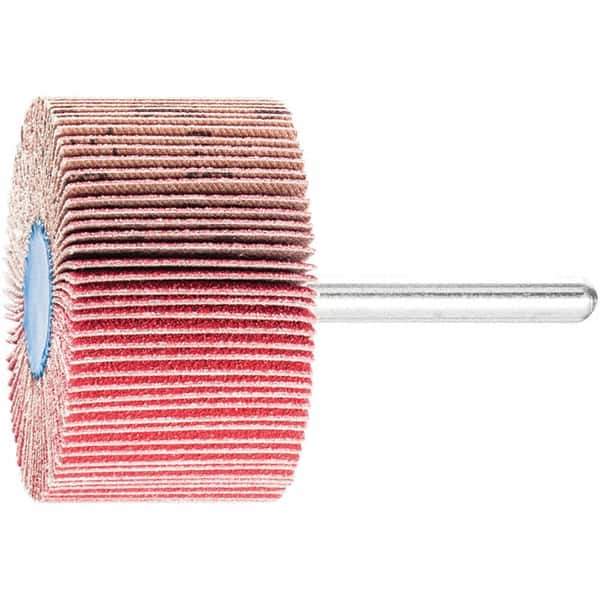 PFERD - 2" Diam x 1" Face Width, Ceramic Coated Mounted Flap Wheel - 1/4" Shank Mount, 120 Grit, 23,000 Max RPM - Industrial Tool & Supply