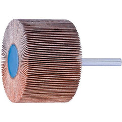 PFERD - 1" Diam x 1" Face Width, Ceramic Coated Mounted Flap Wheel - 1/4" Shank Mount, 80 Grit, 25,000 Max RPM - Industrial Tool & Supply