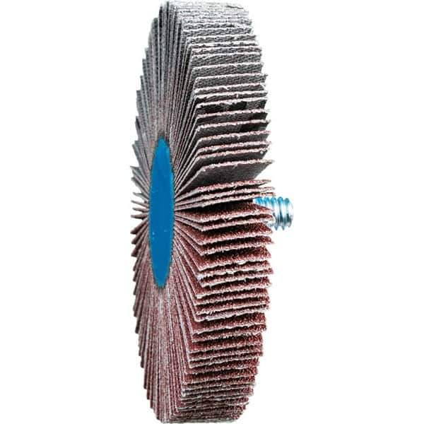 PFERD - 3" Diam x 1/2" Face Width, Aluminum Oxide Coated Mounted Flap Wheel - 1/4-20 Threaded Mount, 80 Grit, 20,000 Max RPM - Industrial Tool & Supply