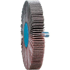 PFERD - 3" Diam x 1/2" Face Width, Aluminum Oxide Coated Mounted Flap Wheel - 1/4-20 Threaded Mount, 120 Grit, 20,000 Max RPM - Industrial Tool & Supply