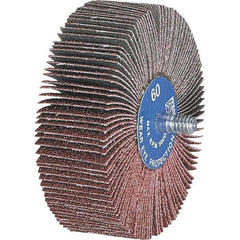 PFERD - 2" Diam x 1/2" Face Width, Aluminum Oxide Coated Mounted Flap Wheel - 1/4-20 Threaded Mount, 120 Grit, 23,000 Max RPM - Industrial Tool & Supply