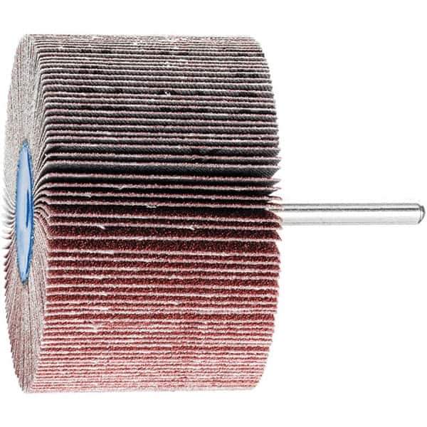 PFERD - 3" Diam x 2" Face Width, Aluminum Oxide Coated Mounted Flap Wheel - 1/4" Shank Mount, 80 Grit, 6,000 Max RPM - Industrial Tool & Supply