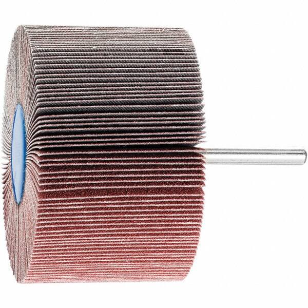 PFERD - 3" Diam x 2" Face Width, Aluminum Oxide Coated Mounted Flap Wheel - 1/4" Shank Mount, 120 Grit, 6,000 Max RPM - Industrial Tool & Supply