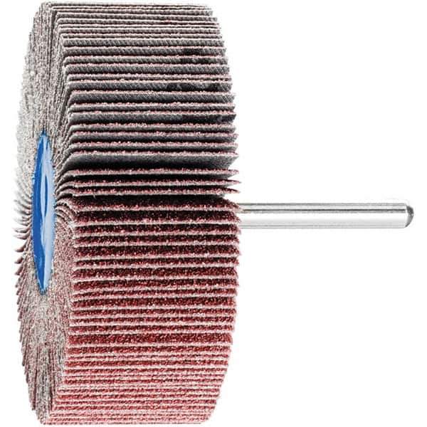 PFERD - 3" Diam x 1" Face Width, Aluminum Oxide Coated Mounted Flap Wheel - 1/4" Shank Mount, 60 Grit, 20,000 Max RPM - Industrial Tool & Supply
