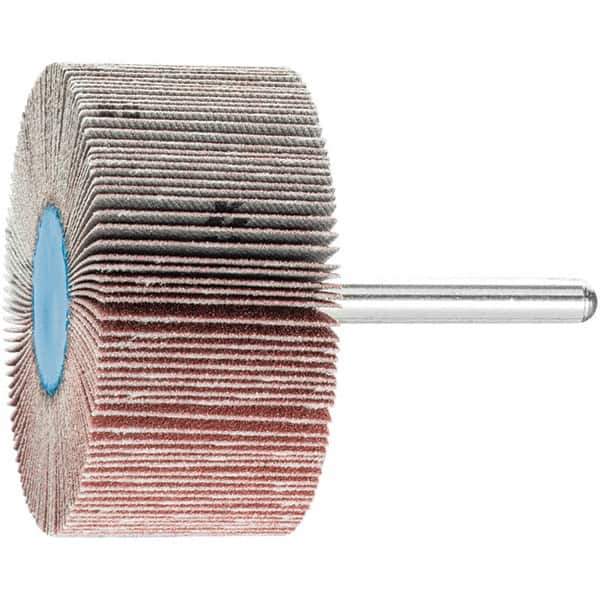 PFERD - 2-1/2" Diam x 1" Face Width, Aluminum Oxide Coated Mounted Flap Wheel - 1/4" Shank Mount, 120 Grit, 23,000 Max RPM - Industrial Tool & Supply