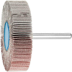 PFERD - 2-1/2" Diam x 1/2" Face Width, Aluminum Oxide Coated Mounted Flap Wheel - 1/4" Shank Mount, 120 Grit, 23,000 Max RPM - Industrial Tool & Supply