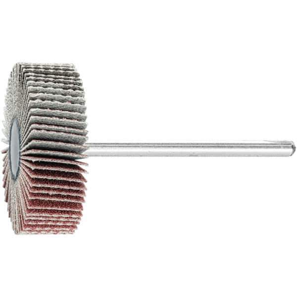 PFERD - 1-3/16" Diam x 3/8" Face Width, Aluminum Oxide Coated Mounted Flap Wheel - 1/8" Shank Mount, 180 Grit, 25,000 Max RPM - Industrial Tool & Supply