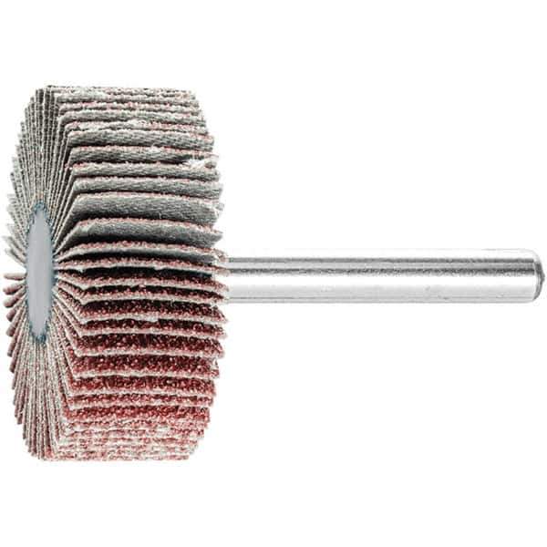 PFERD - 1-1/2" Diam x 1/2" Face Width, Aluminum Oxide Coated Mounted Flap Wheel - 1/4" Shank Mount, 60 Grit, 23,000 Max RPM - Industrial Tool & Supply
