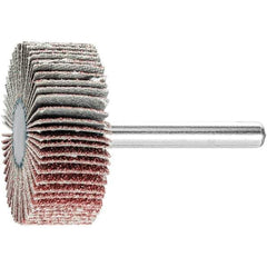 PFERD - 1-1/2" Diam x 1/2" Face Width, Aluminum Oxide Coated Mounted Flap Wheel - 1/4" Shank Mount, 60 Grit, 23,000 Max RPM - Industrial Tool & Supply