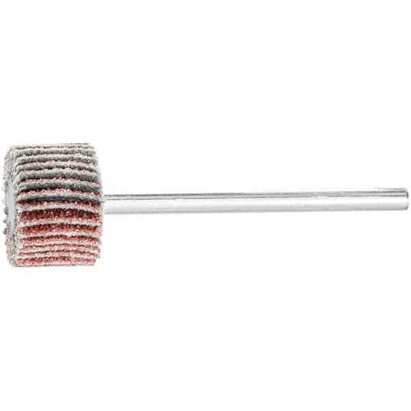 PFERD - 5/8" Diam x 3/8" Face Width, Aluminum Oxide Coated Mounted Flap Wheel - 1/8" Shank Mount, 60 Grit, 50,000 Max RPM - Industrial Tool & Supply