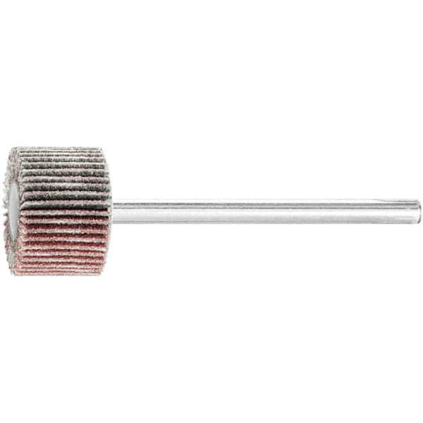 PFERD - 5/8" Diam x 3/8" Face Width, Aluminum Oxide Coated Mounted Flap Wheel - 1/8" Shank Mount, 180 Grit, 50,000 Max RPM - Industrial Tool & Supply