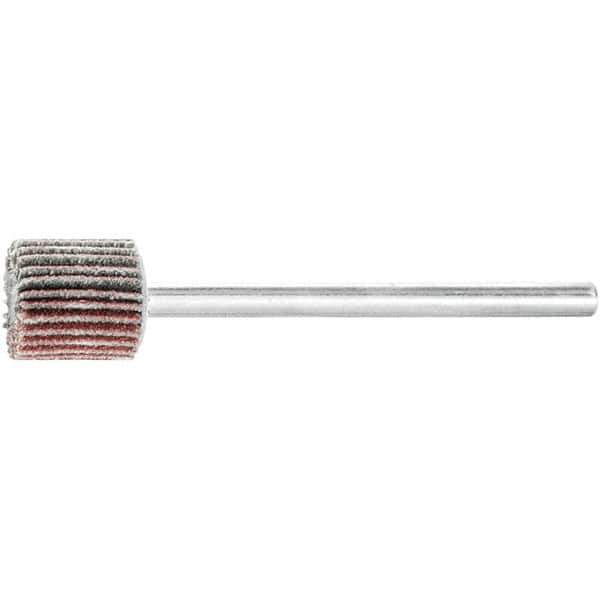 PFERD - 3/8" Diam x 3/8" Face Width, Aluminum Oxide Coated Mounted Flap Wheel - 1/8" Shank Mount, 180 Grit, 75,000 Max RPM - Industrial Tool & Supply