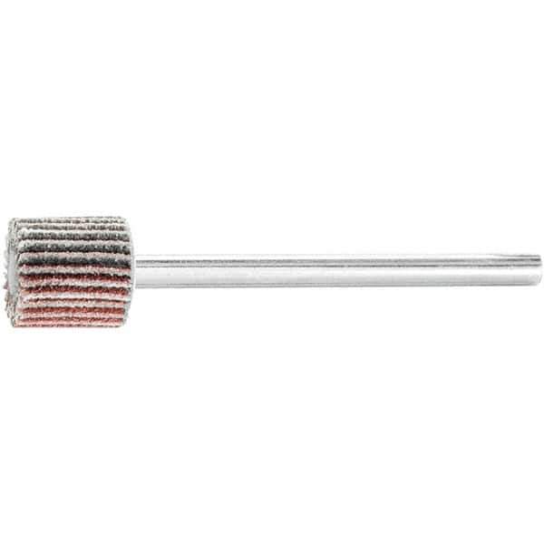 PFERD - 3/8" Diam x 3/8" Face Width, Aluminum Oxide Coated Mounted Flap Wheel - 1/8" Shank Mount, 120 Grit, 75,000 Max RPM - Industrial Tool & Supply