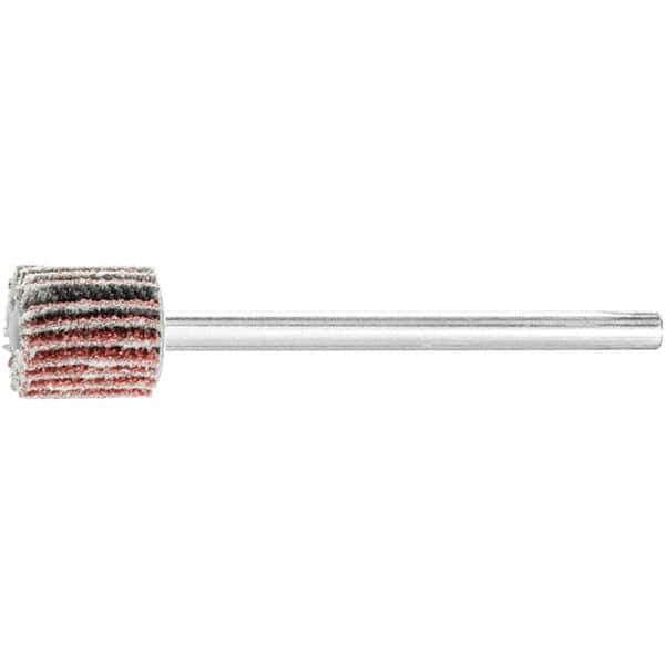 PFERD - 3/8" Diam x 3/8" Face Width, Aluminum Oxide Coated Mounted Flap Wheel - 1/8" Shank Mount, 60 Grit, 75,000 Max RPM - Industrial Tool & Supply