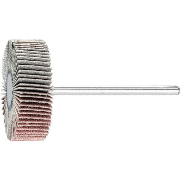 PFERD - 1-3/16" Diam x 3/8" Face Width, Aluminum Oxide Coated Mounted Flap Wheel - 1/8" Shank Mount, 240 Grit, 25,000 Max RPM - Industrial Tool & Supply
