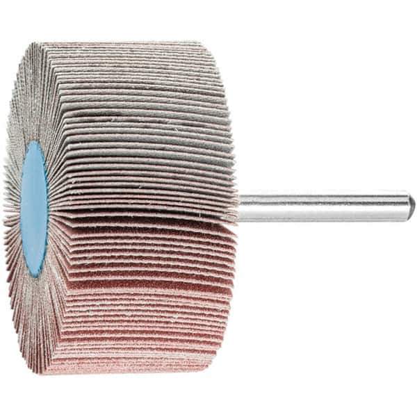 PFERD - 2-1/2" Diam x 1" Face Width, Aluminum Oxide Coated Mounted Flap Wheel - 1/4" Shank Mount, 180 Grit, 23,000 Max RPM - Industrial Tool & Supply