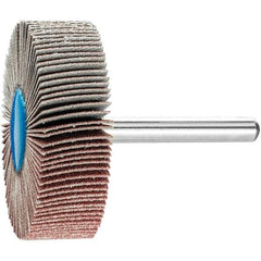 PFERD - 2" Diam x 1/2" Face Width, Aluminum Oxide Coated Mounted Flap Wheel - 1/4" Shank Mount, 120 Grit, 23,000 Max RPM - Industrial Tool & Supply