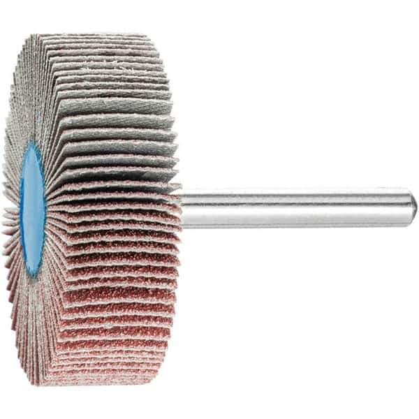 PFERD - 2" Diam x 1/2" Face Width, Aluminum Oxide Coated Mounted Flap Wheel - 1/4" Shank Mount, 80 Grit, 23,000 Max RPM - Industrial Tool & Supply