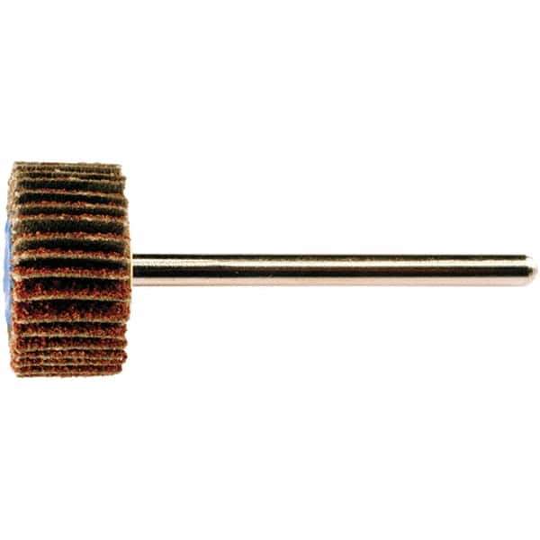 PFERD - 3/4" Diam x 3/8" Face Width, Aluminum Oxide Coated Mounted Flap Wheel - 1/8" Shank Mount, 80 Grit, 38,100 Max RPM - Industrial Tool & Supply