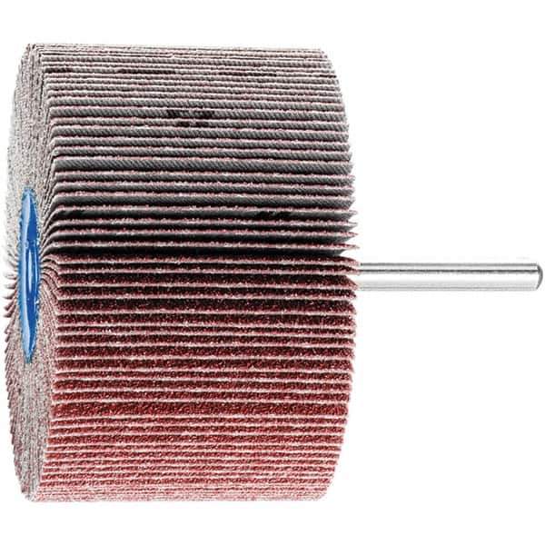 PFERD - 3" Diam x 2" Face Width, Aluminum Oxide Coated Mounted Flap Wheel - 1/4" Shank Mount, 60 Grit, 6,000 Max RPM - Industrial Tool & Supply