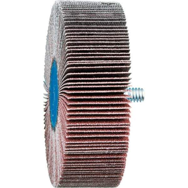 PFERD - 3" Diam x 1" Face Width, Aluminum Oxide Coated Mounted Flap Wheel - 1/4-20 Threaded Mount, 120 Grit, 20,000 Max RPM - Industrial Tool & Supply