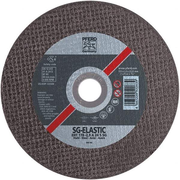PFERD - 7" Aluminum Oxide Cutoff Wheel - 1/8" Thick, 7/8" Arbor, Use with Angle Grinders - Industrial Tool & Supply