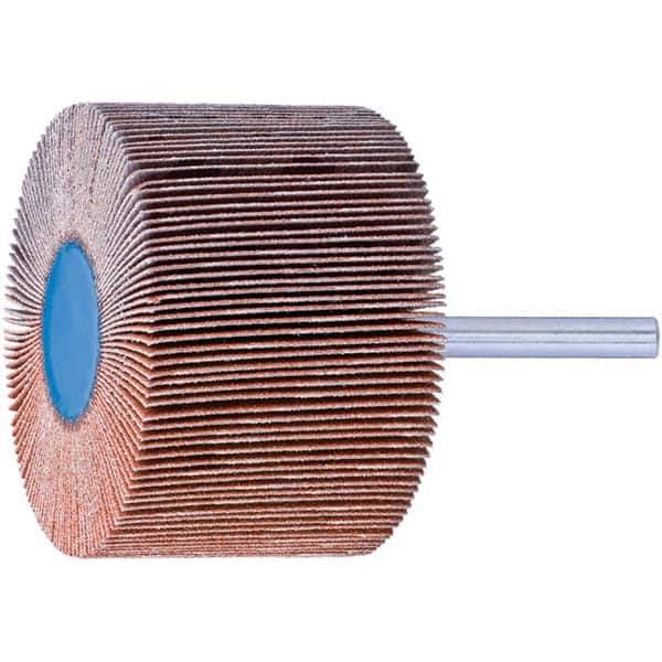 PFERD - 1" Diam x 1" Face Width, Ceramic Coated Mounted Flap Wheel - 1/4" Shank Mount, 60 Grit, 25,000 Max RPM - Industrial Tool & Supply