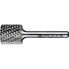 PFERD - 3/4" Cut Diam, 1/4" Shank Diam, Cylinder Head Double Cut Burr - Tungsten Carbide, 3/4" LOC, 2-1/2" OAL - Industrial Tool & Supply