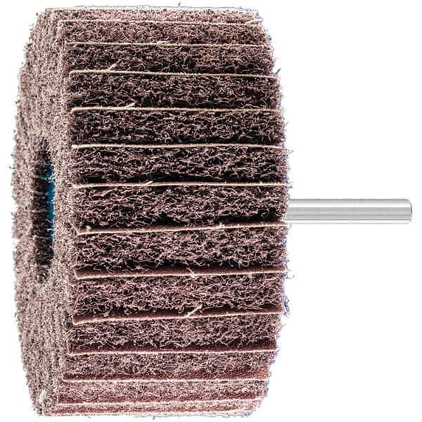 PFERD - 4" Diam x 2" Face Width, Aluminum Oxide Nonwoven Mounted Flap Wheel - 1/4" Shank Mount, 100 Grit, 6,000 Max RPM - Industrial Tool & Supply