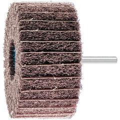 PFERD - 4" Diam x 2" Face Width, Aluminum Oxide Nonwoven Mounted Flap Wheel - 1/4" Shank Mount, 100 Grit, 6,000 Max RPM - Industrial Tool & Supply