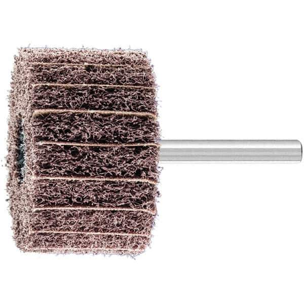 PFERD - 2" Diam x 1-1/4" Face Width, Aluminum Oxide Nonwoven Mounted Flap Wheel - 1/4" Shank Mount, 100 Grit, 12,000 Max RPM - Industrial Tool & Supply